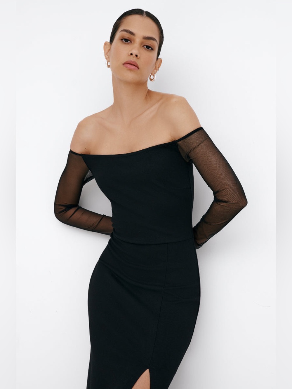 Marcella NYC Marian Dress Gown European Ponte Off Shoulder Size XS - Picture 9 of 17